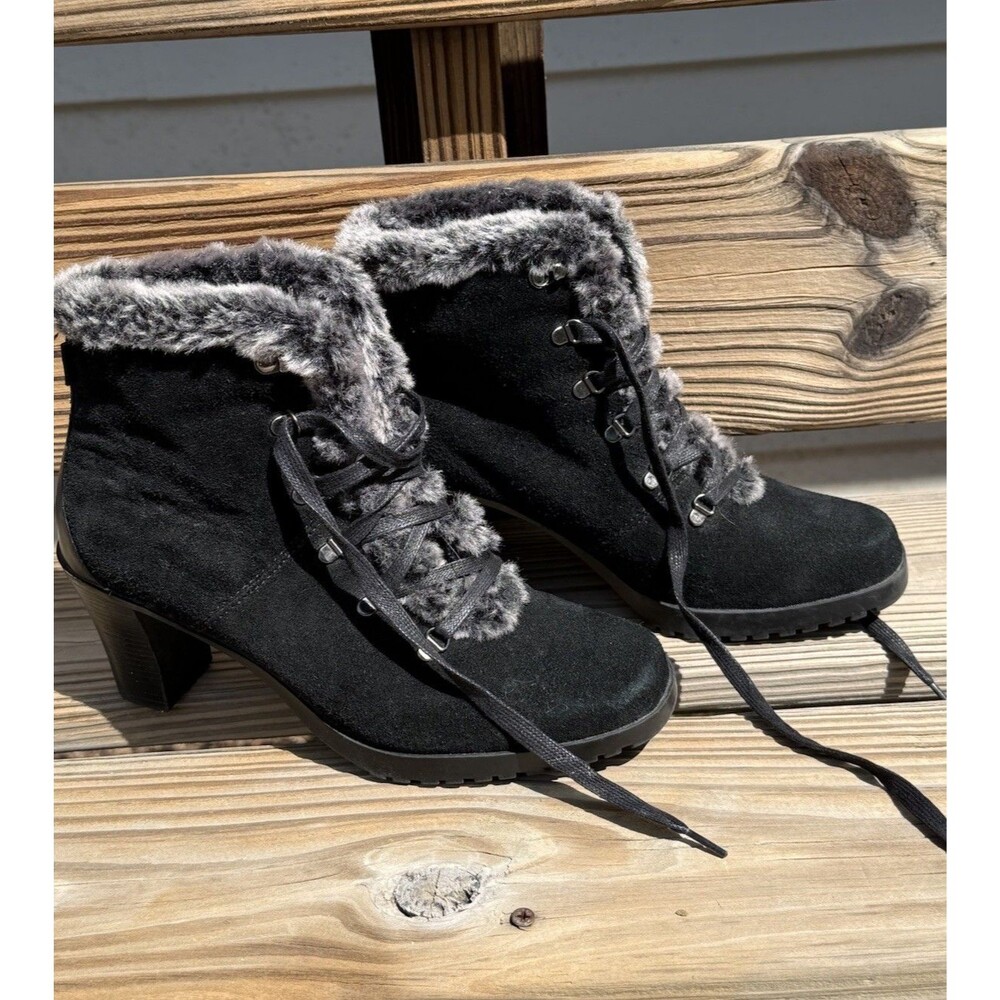 Sporto Waterproof Women's 7.5 Suede 3" Heel Fur Trim
